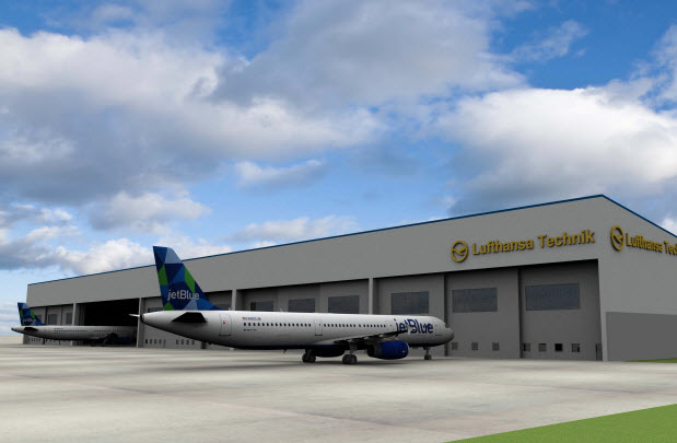 Rendering hangar Lufthansa Technik Puerto Rico