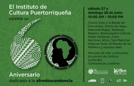 Además, en reconocimiento al Decenio Internacional para los Afrodescendientes, se hará énfasis en la representación de la negritud en la cultura puertorriqueña. (Suministrada)
