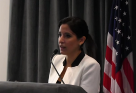 La licenciada Anabelle Torres  en el anfiteatro del Departamento de Estado de Puerto Rico. (Youtube)
