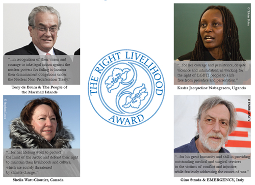 Activistas de Canadá, Italia, Islas Marshall y Uganda fueron los galardonados de este año con los premios Right Livelihood, también conocidos como los Nobel alternativos, según se anunció este jueves en Estocolmo. (Suministrada)