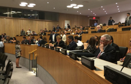 Una imagen del salón de conferencias de la ONU ayer, al inicio de las deposiciones de varios líderes puertorriqueños, entre ellos el gobernador Alejandro García Padilla. (Facebook: Rafael Lenín López)