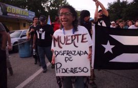 Manifestación en contra del depósito de cenizas en Peñuelas. (Adriana De Jesús Salamán/ Diálogo)